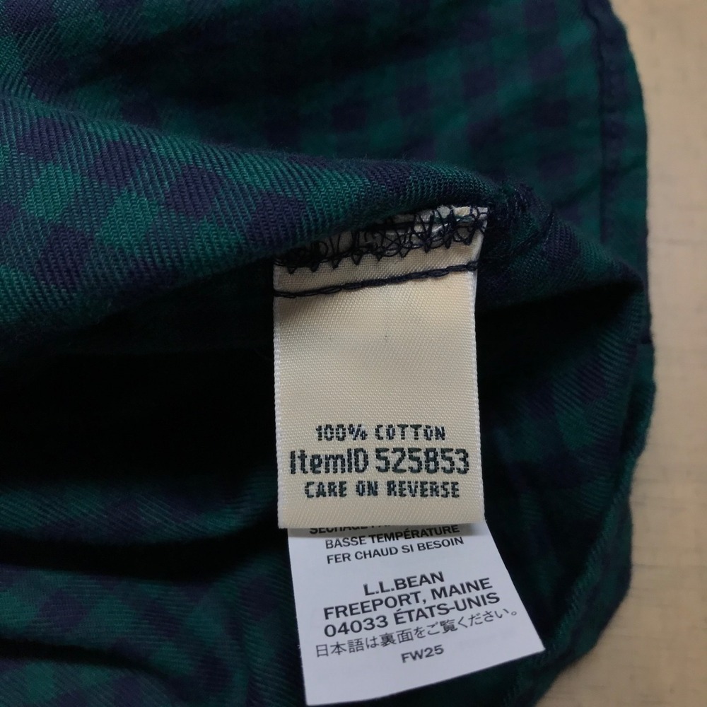 L.L. Bean Flannel Shirt Womens Size M Green Squareneck Top Whisperweight Cottage - Picture 7 of 11